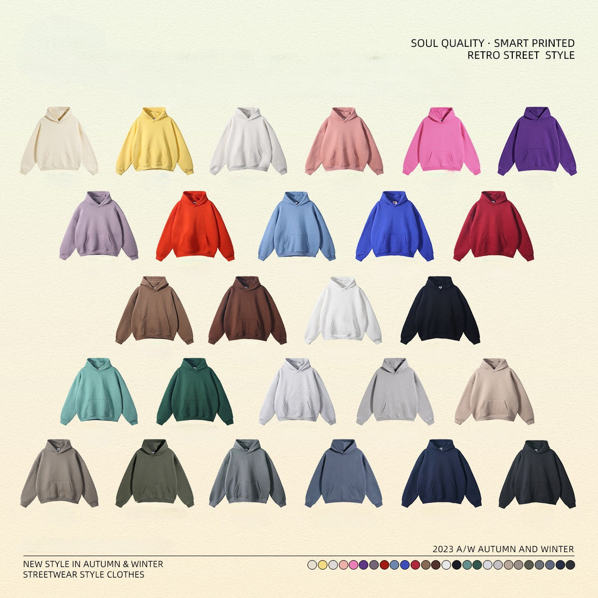 2025 Autumn/Winter New Arrival: Oversized Fleece-Lined Trendy Men's Hoodie and Pants Set 132