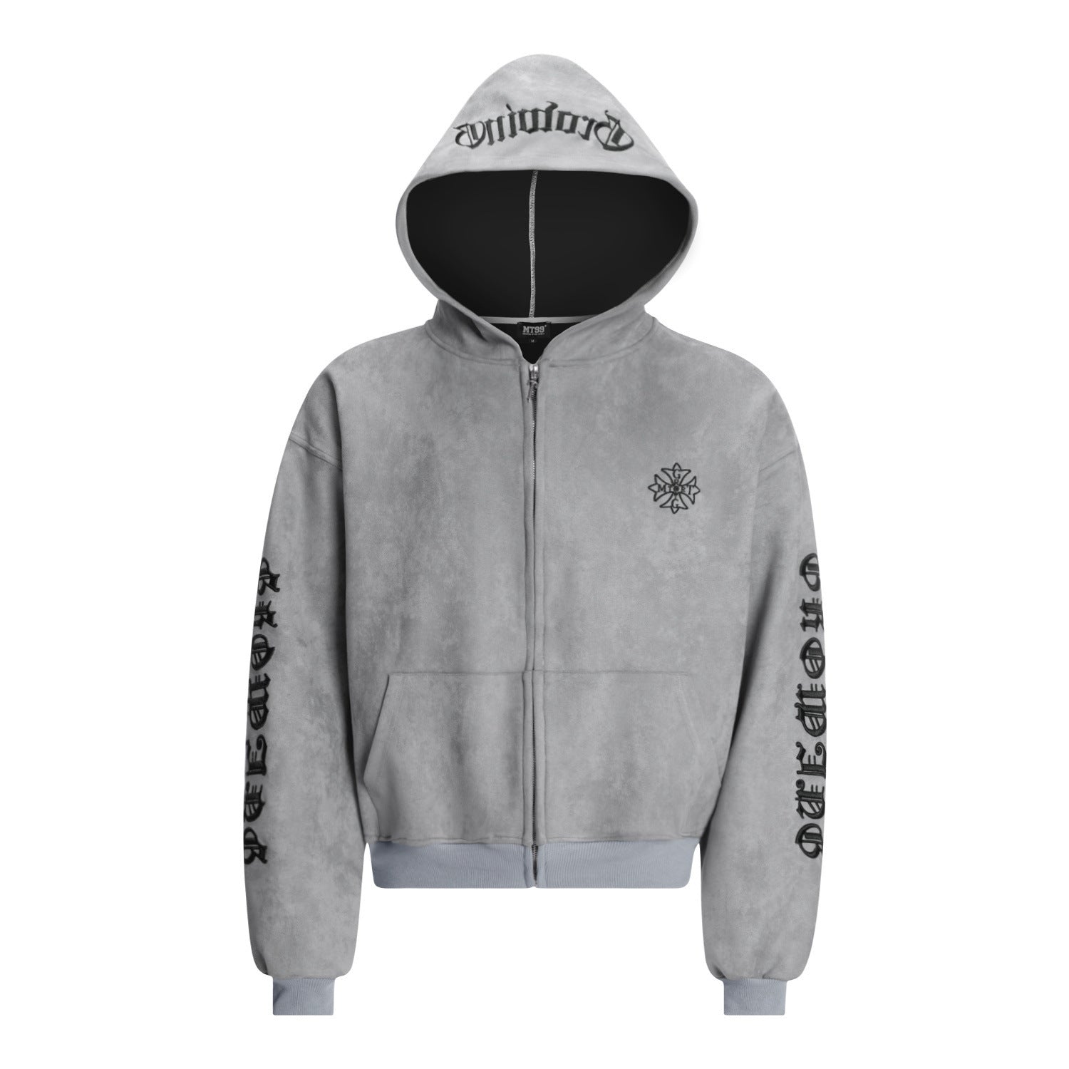 Eon Modish 2025 Fall New Collection: American Street Style Embroidered Suede Hooded Sweatshirt Jacket 134