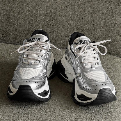 New Liquid Silver Red Dad Shoes