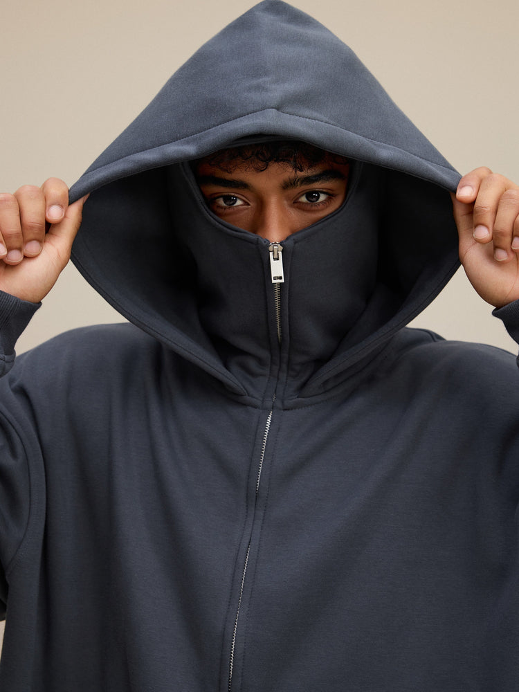 25ss Design Heavyweight Loose Outdoor Windproof Face Mask Hoodie Sweatshirt Fleece Zipper Cardigan Jacket for Men 146