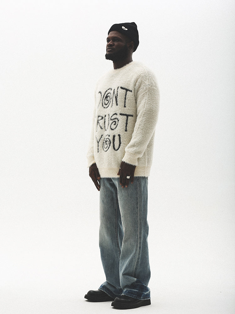 Clearance Sale: UNTILWERICH American Retro Faux Mink Fur Pullover Crew Neck Sweater for Men, Autumn/Winter 142