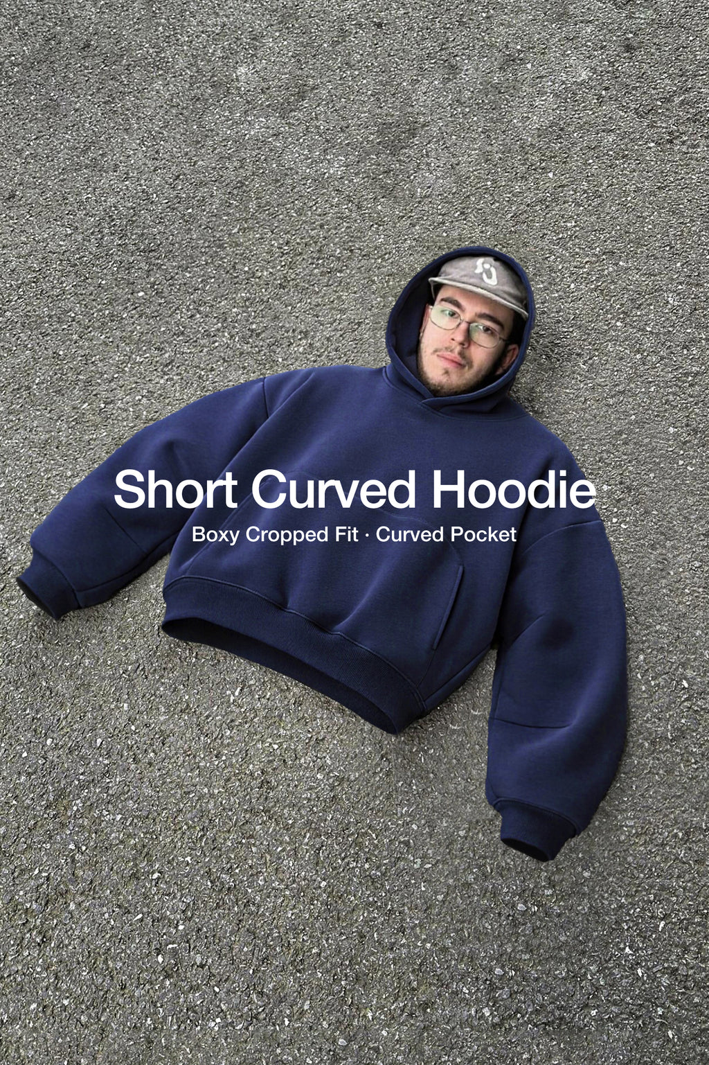 340G Heavyweight Fleece-Lined Hoodie with Curved Sleeves, Men's American Style, Cleanfit Short Solid Color Warm Hoodie 143