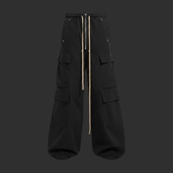 BLACK WIDE LEG CARGO PANTS OVERSIZED BAGGY STREETWEAR | FLIPFIT