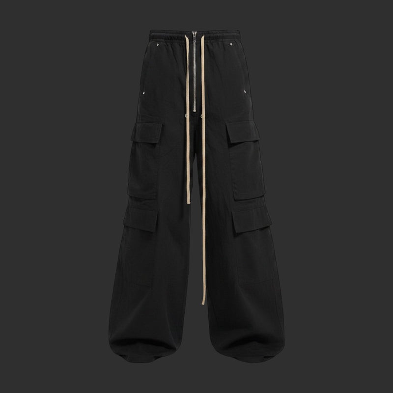BLACK WIDE LEG CARGO PANTS OVERSIZED BAGGY STREETWEAR | FLIPFIT