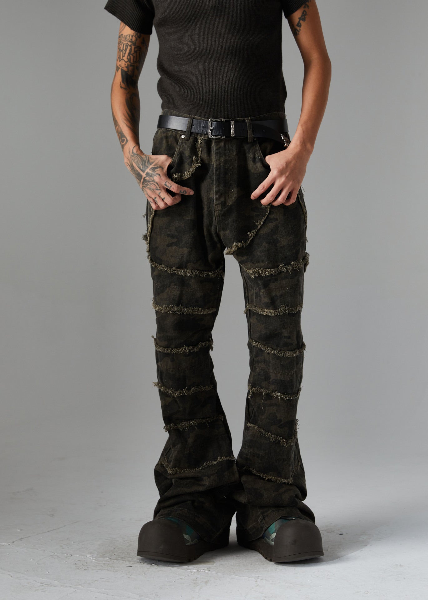 Brand 2025 American Retro Damaged Rough Wash Jeans Micro-la Personalized Cleanfit Pants 169