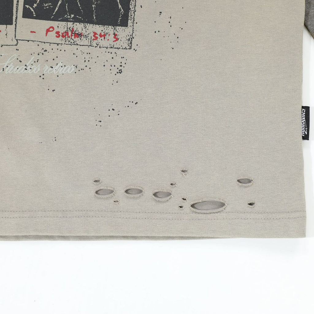 2025 Spring New Arrival: American Retro Street Style Faux Two-Piece Distressed Long-Sleeve T-Shirt (Real Shot) 135