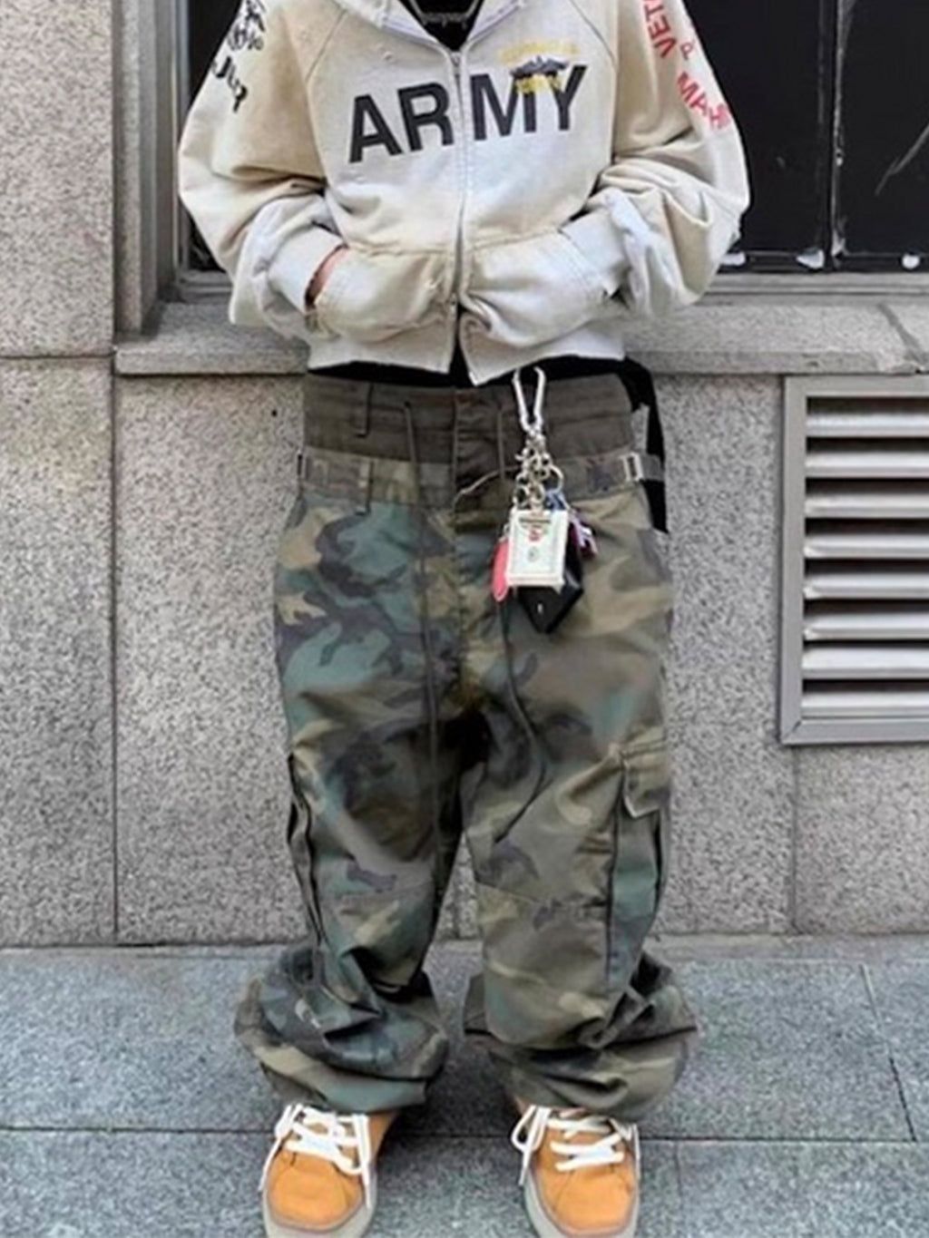 MIJKO Men's and Women's Triple-Waist Camouflage Cargo Pants with Buckle Waist Design, Casual Straight Leg Pants, Trendy 152