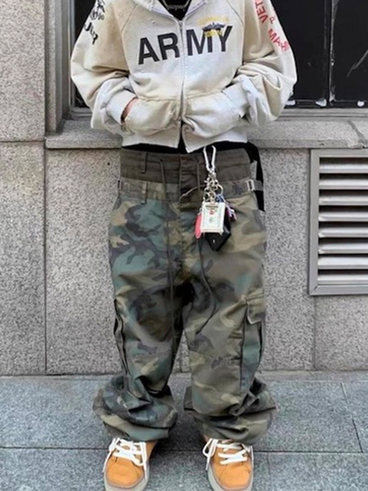 MIJKO Men's and Women's Triple-Waist Camouflage Cargo Pants with Buckle Waist Design, Casual Straight Leg Pants, Trendy 152