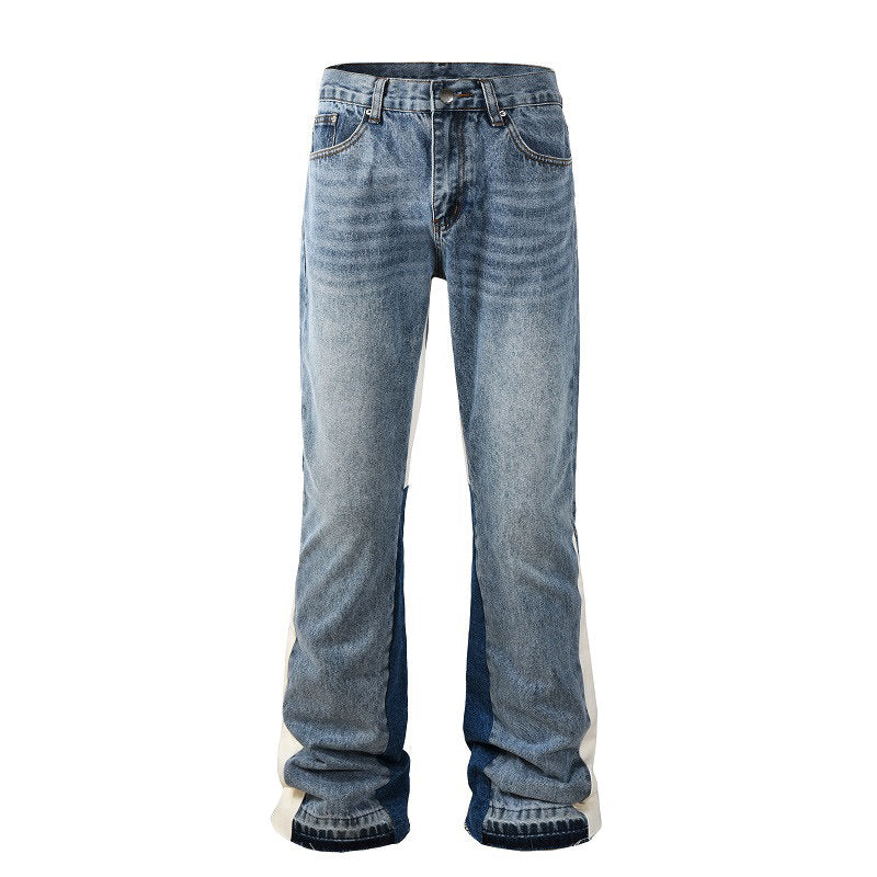 Tri-Panel Blocked Micro-Flared Jeans