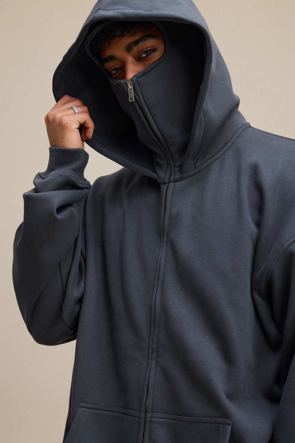 25ss Design Heavyweight Loose Outdoor Windproof Face Mask Hoodie Sweatshirt Fleece Zipper Cardigan Jacket for Men 146