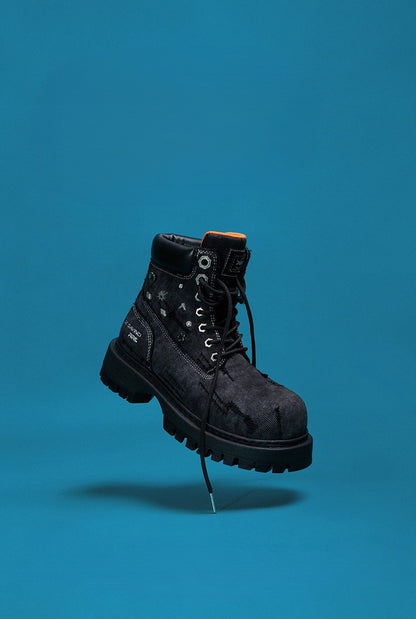 Thick-Soled Martin Boots Washed Denim Work Boots