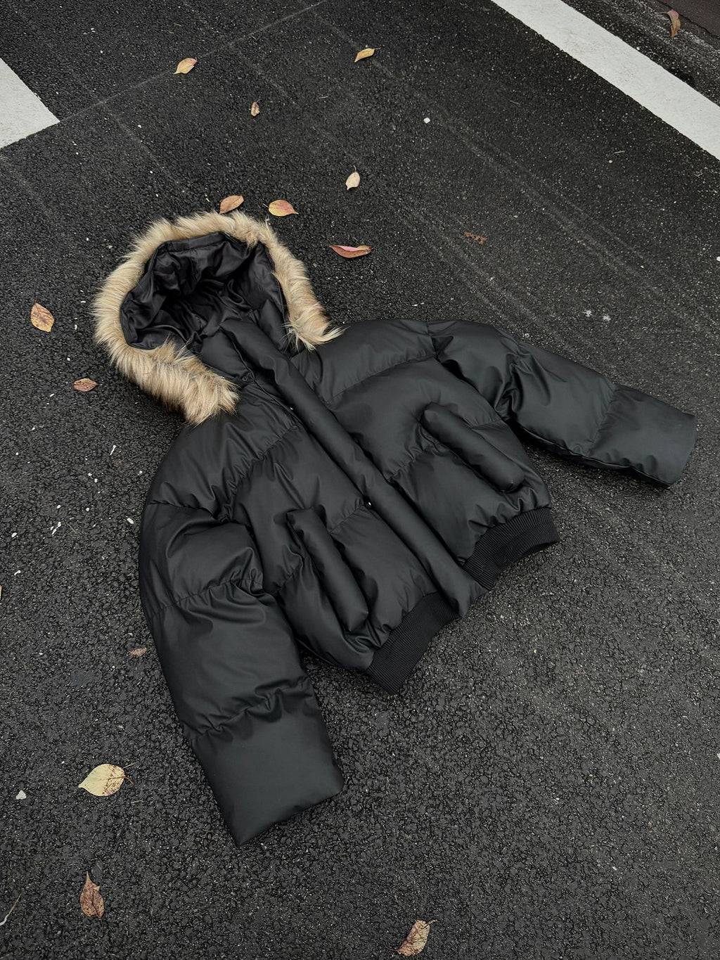 Non-Detachable Fur Collar Hooded High-End Cotton Coat for Men, Thickened Cotton Jacket, High-End Warm Pu Leather Cotton-Padded Jacket, Puffer Jacket 160