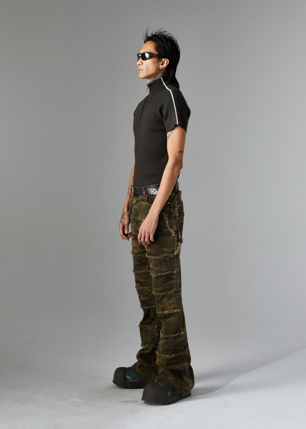 Spring New Arrival American Retro Street Style Washed Loose Fit Camouflage Jeans 168