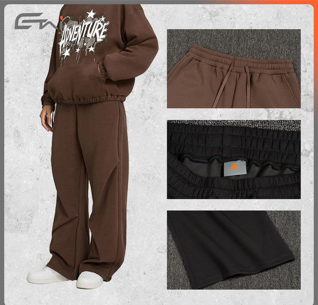 Men's Clothing | Street Style Pleated Loose Wide-Leg Casual Pants for Men, Autumn and Winter Bottoms, Trendy Men's Casual Trousers 123