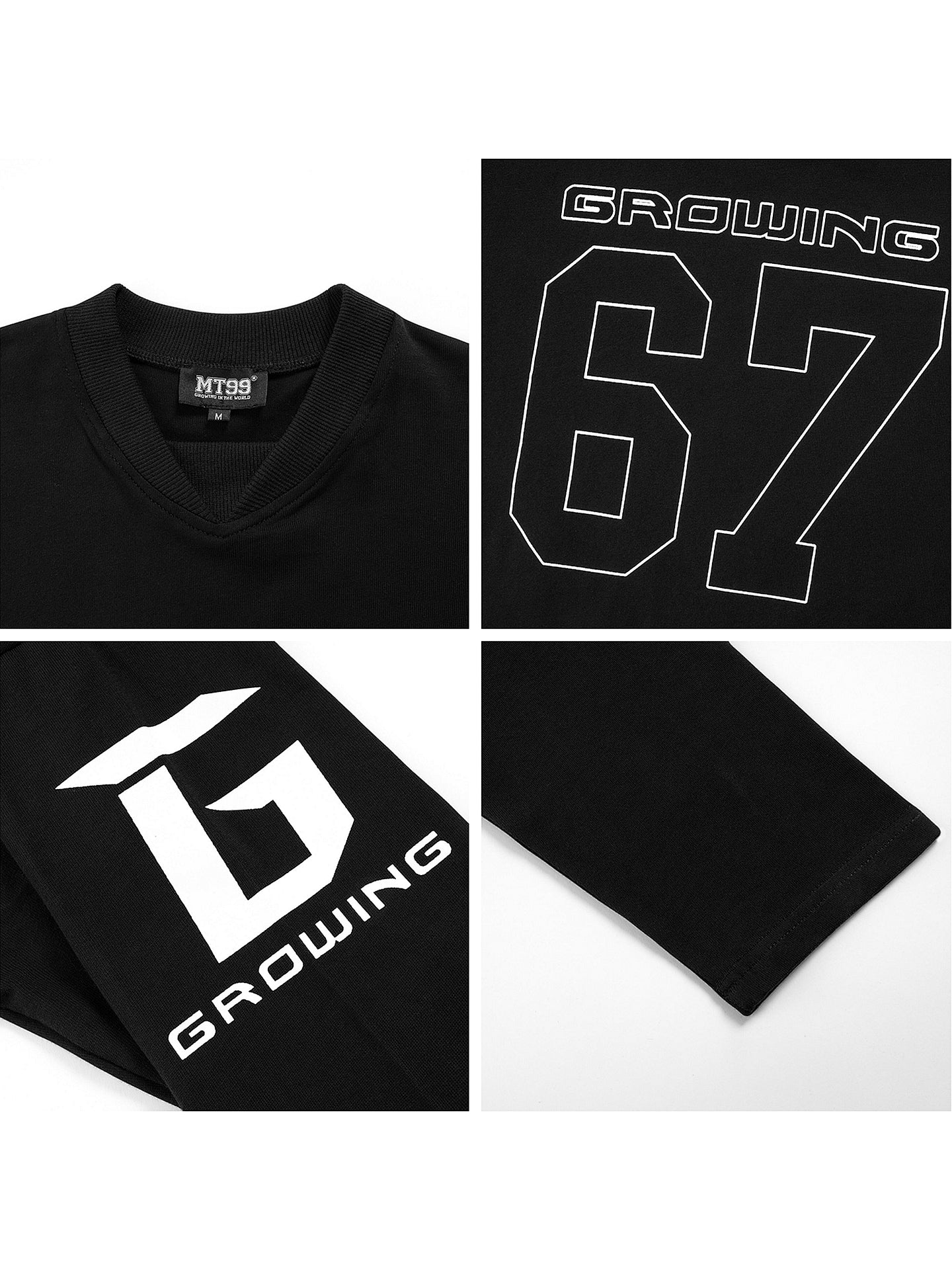 UNS American Street Retro Letter Stripe V-Neck Long Sleeve T-Shirt, Unisex, Trendy Brand, Casual Loose Fit Sports J 138