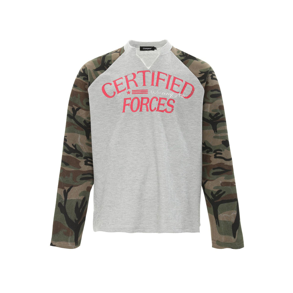 New American Style Camouflage Sports Shirt with Raglan Sleeves, Men's and Women's 170