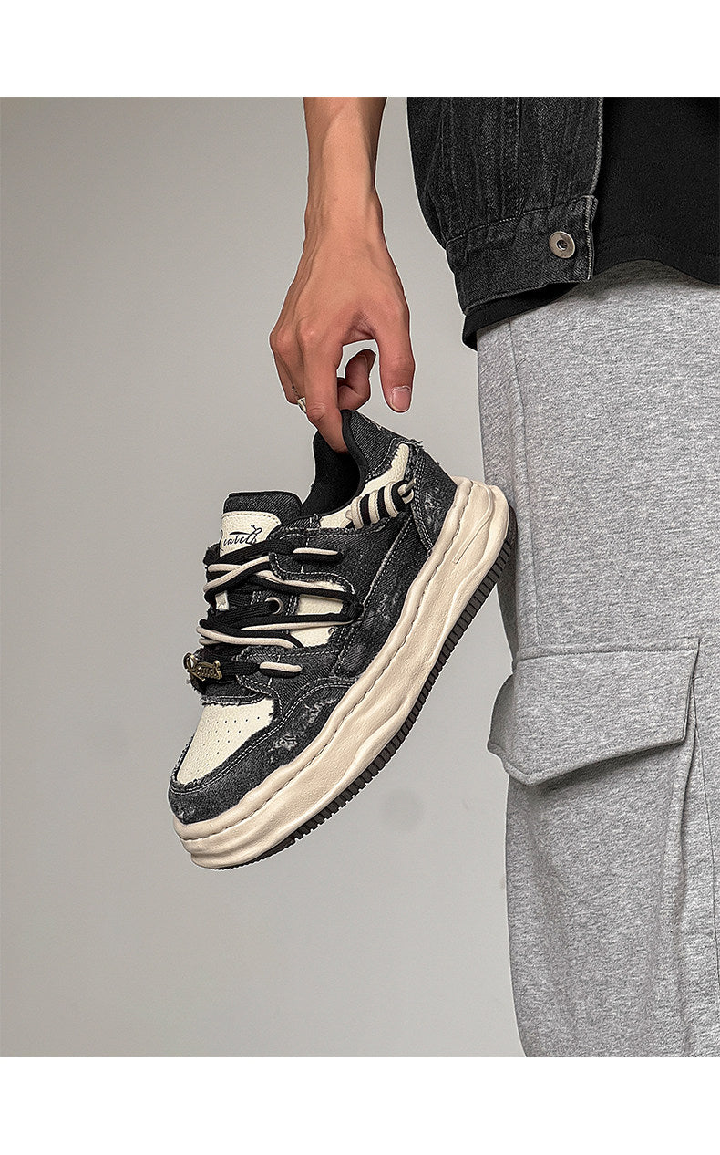 Invisible Height Increase thick-Soled Dissolving Sneakers, Red Washed