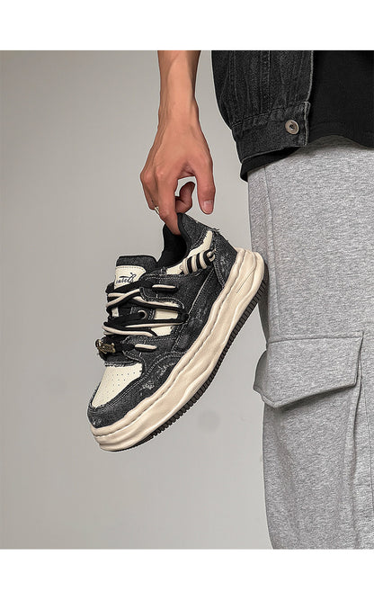 Invisible Height Increase thick-Soled Dissolving Sneakers, Red Washed