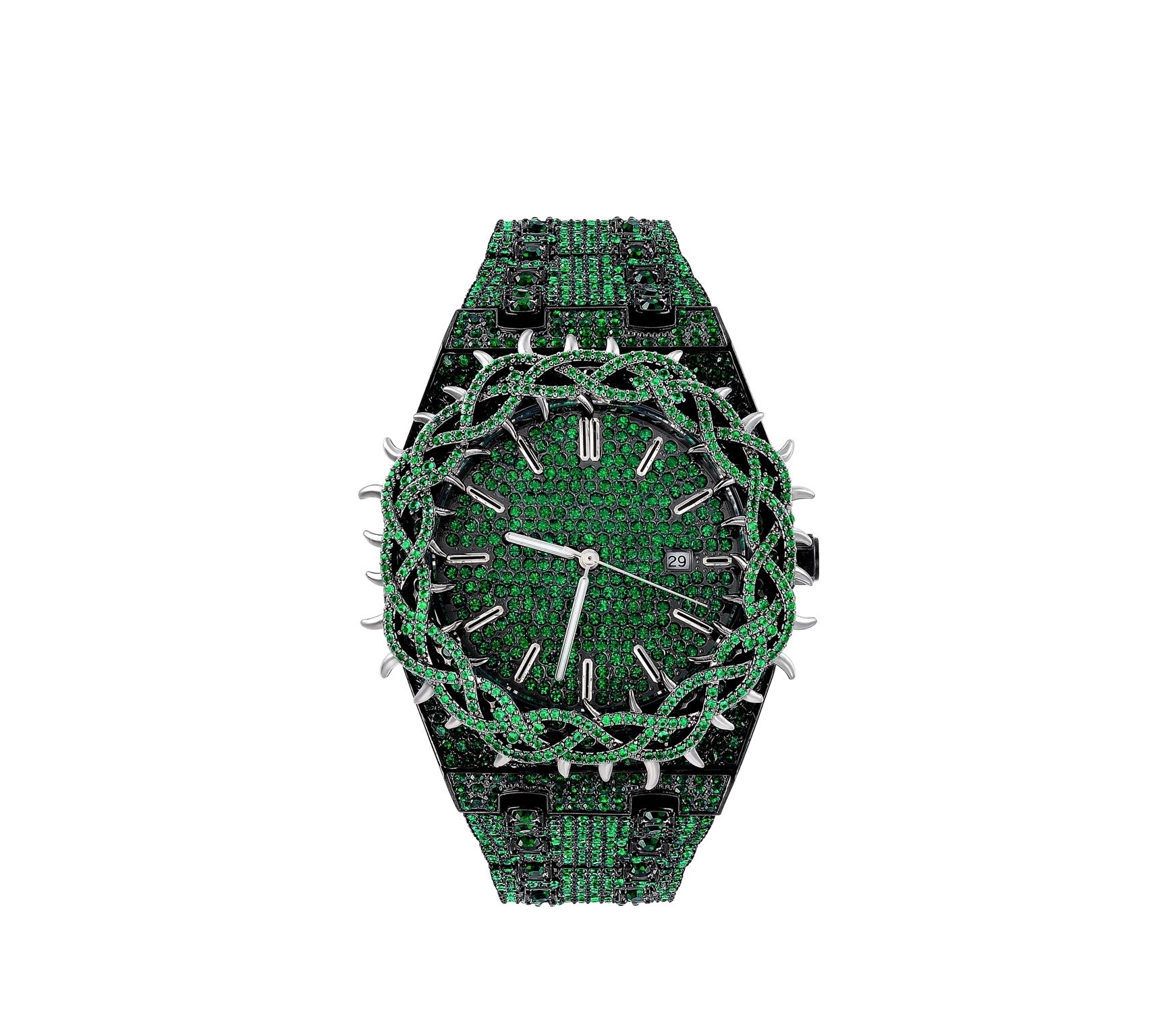 Diamond Thorn Crown Series Full Diamond Oak Watch - Hip Hop & American Style Heavy Industry Couple Watch 106