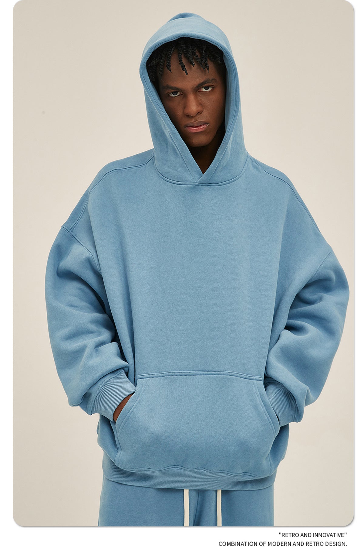 2025 Autumn/Winter New Arrival: Oversized Fleece-Lined Trendy Men's Hoodie and Pants Set 132