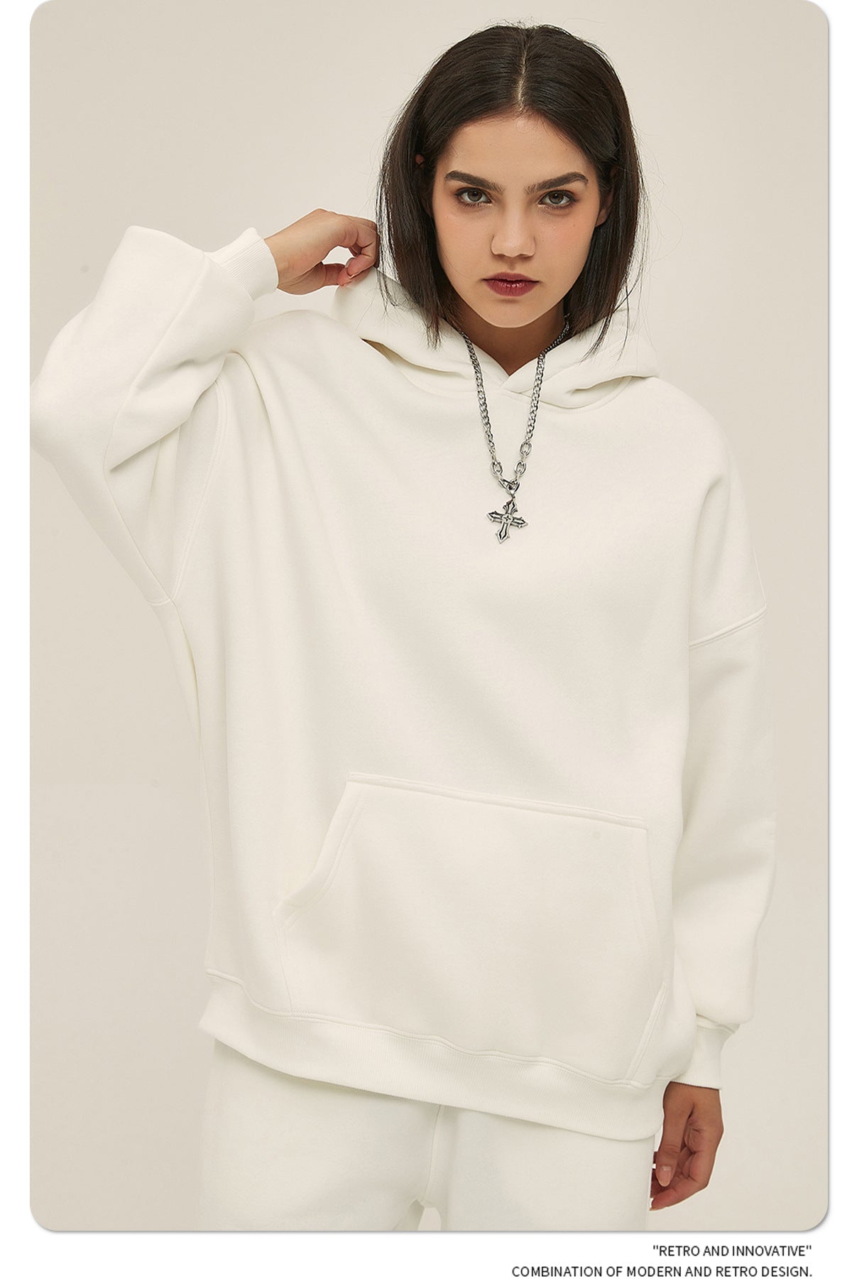 2025 Autumn/Winter New Arrival: Oversized Fleece-Lined Trendy Men's Hoodie and Pants Set 132