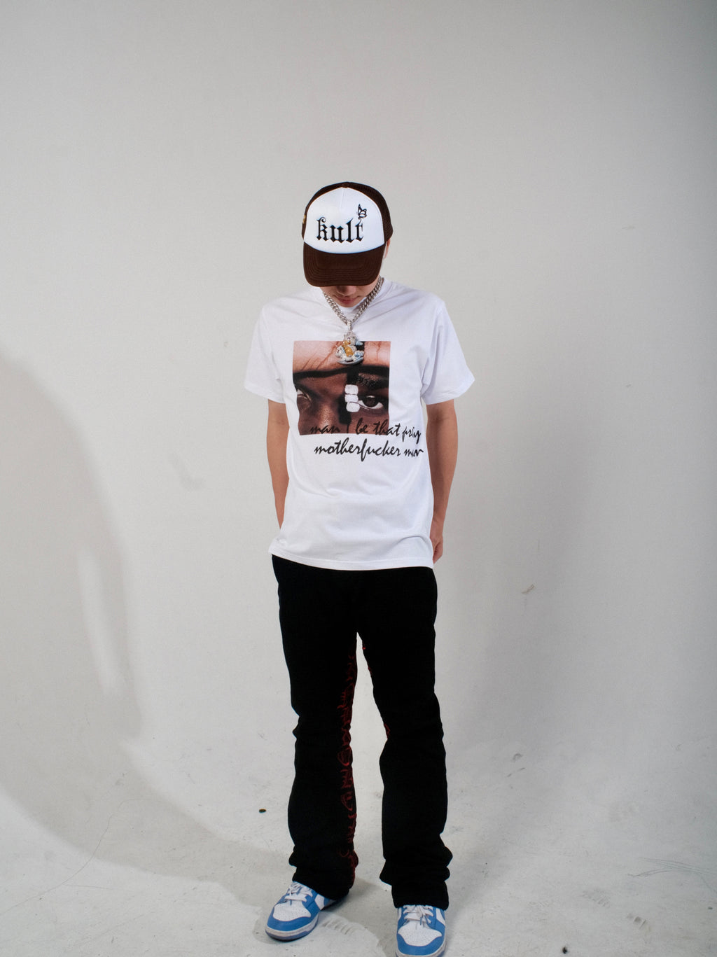 kult truck hat embroidered freighter hat for men and women street fashion casual sports butterfly dagger Brown hip hop hat