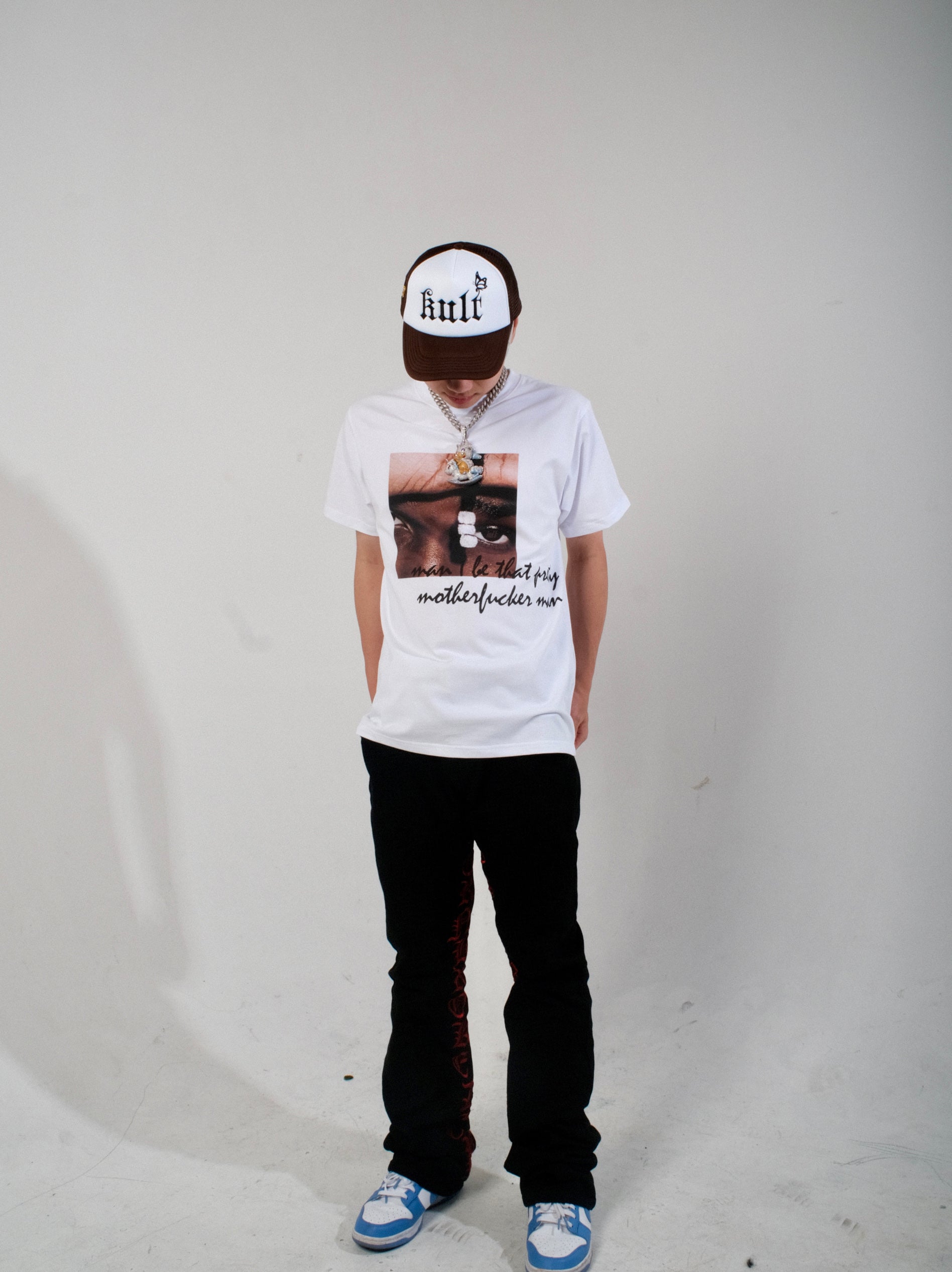 kult truck hat embroidered freighter hat for men and women street fashion casual sports butterfly dagger Brown hip hop hat