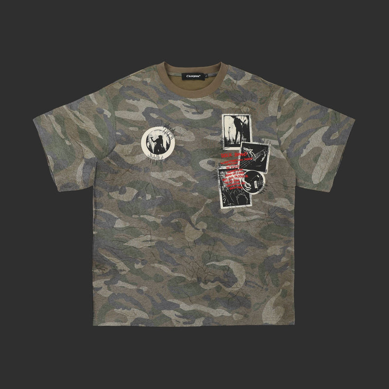 Camouflage Rock Band Graphic Dropped Shoulder Tee | FlipFit