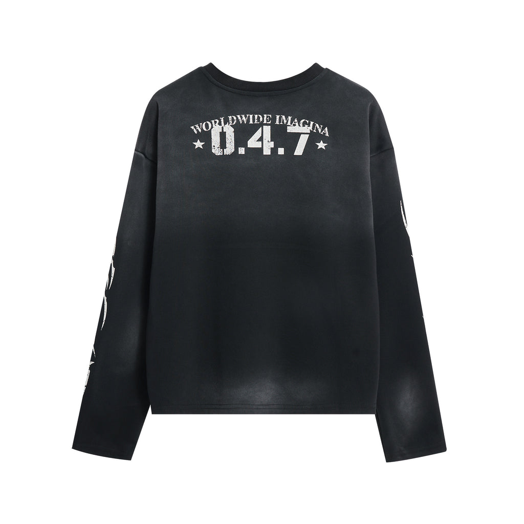 Eon Modish 2025 Spring New Arrival: American Retro Simple Loose Long-Sleeve T-Shirt (Real Shot) 136