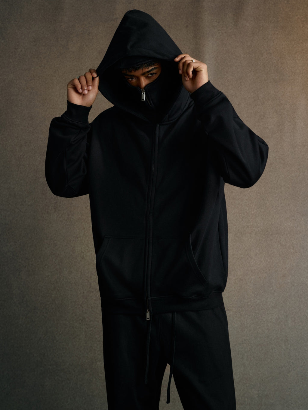 25ss Design Heavyweight Loose Outdoor Windproof Face Mask Hoodie Sweatshirt Fleece Zipper Cardigan Jacket for Men 146