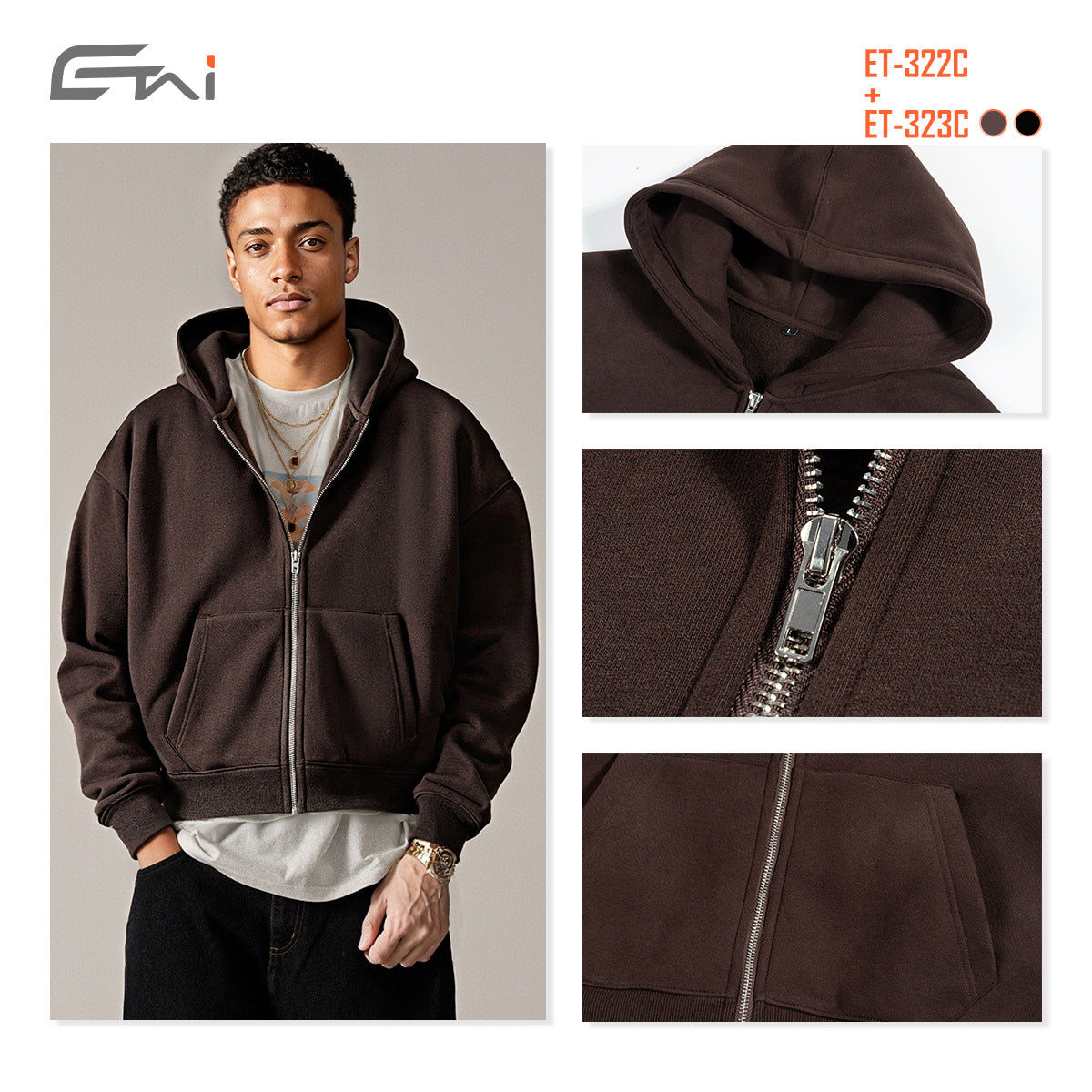 Men's Clothing | Autumn/Winter New Heavyweight Zipper Sweatshirt and Pants Set, High-Quality Loose Fit Trendy Casual Suit102
