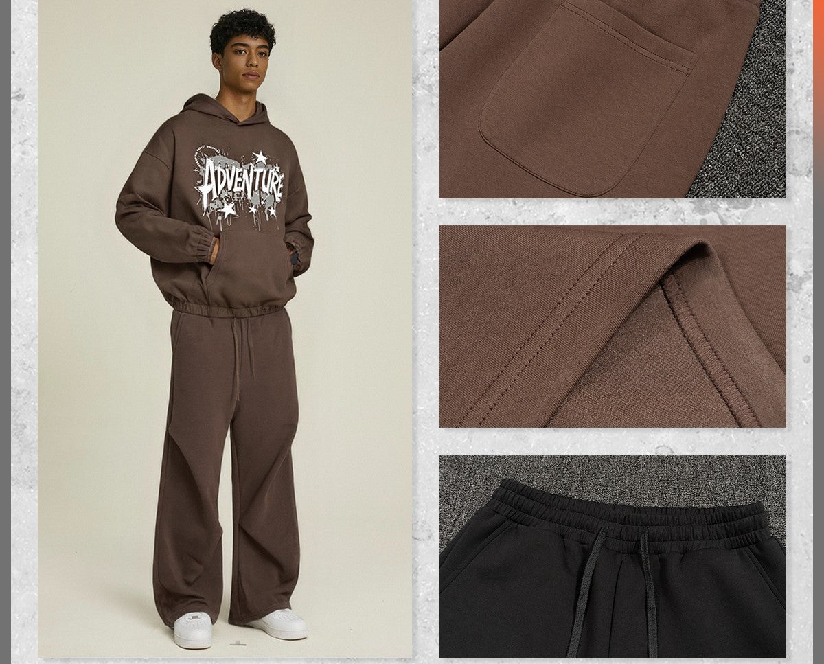 Men's Clothing | Street Style Pleated Loose Wide-Leg Casual Pants for Men, Autumn and Winter Bottoms, Trendy Men's Casual Trousers 123