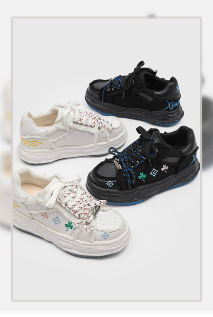 Lucky Clover Embroidered Platform Shoes