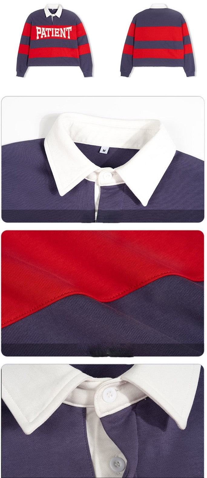 American Retro Color Block Polo Neck Sweatshirt for Men,High-Quality Trendy Brand Boxy Patchwork Men's Sweatshirt 174