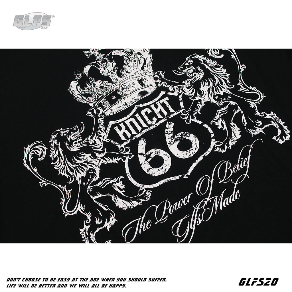 GLFS Subculture Crown Faux Two-Piece Couple Top Long Sleeve Trendy Streetwear Men's Sports Base Layer Autumn Sweatshirt 130