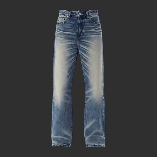 BLUE VINTAGE WASH WIDE LEG JEANS HEAVY FADE BAGGY STREETWEAR DENIM | FLIPFIT