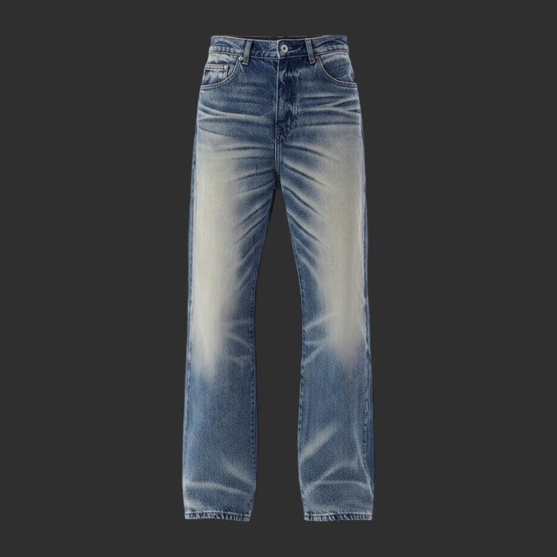 BLUE VINTAGE WASH WIDE LEG JEANS HEAVY FADE BAGGY STREETWEAR DENIM | FLIPFIT