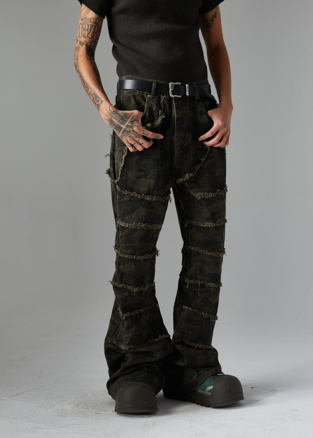 Brand 2025 American Retro Damaged Rough Wash Jeans Micro-la Personalized Cleanfit Pants 169