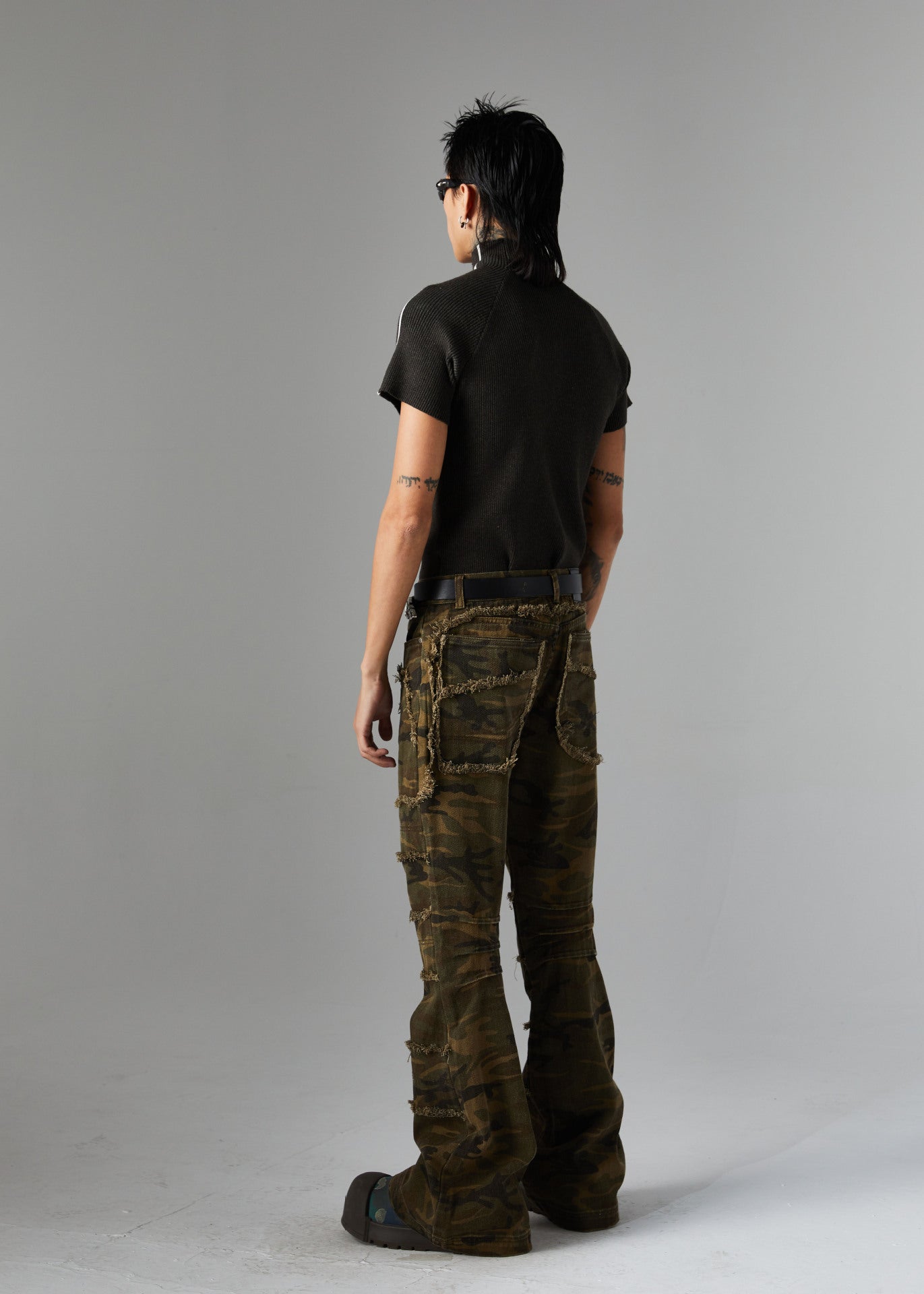 Spring New Arrival American Retro Street Style Washed Loose Fit Camouflage Jeans 168