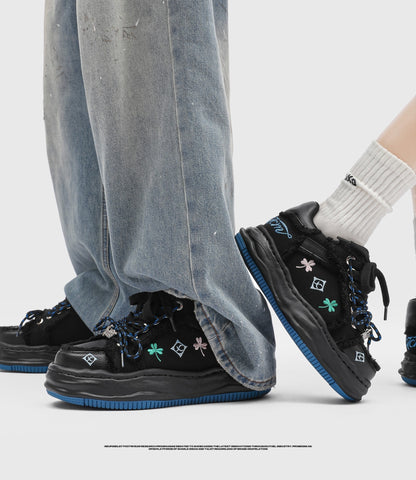 Lucky Clover Embroidered Platform Shoes