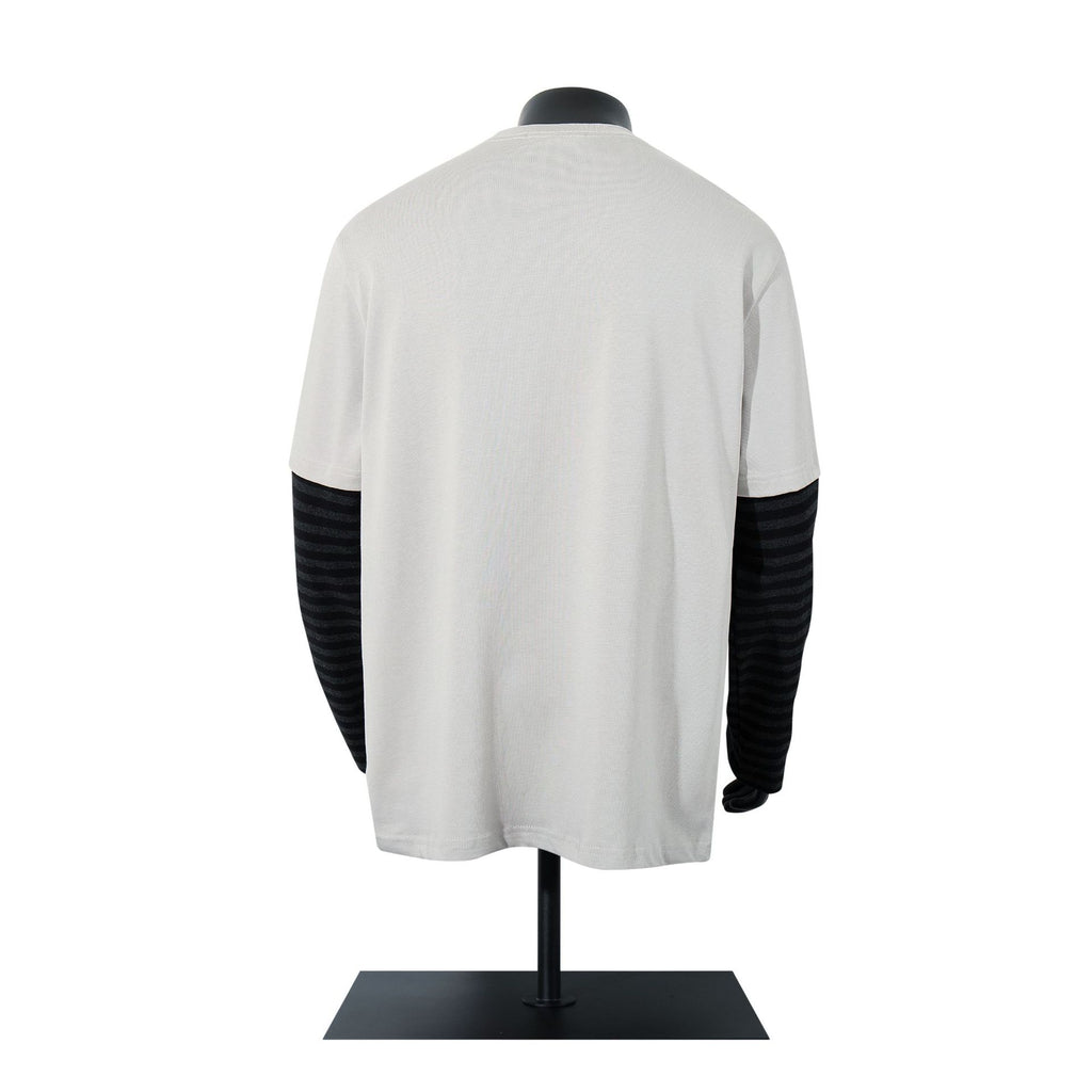 Men's 2025 Autumn American Street Hip Hoodie Faux Two-Piece Dark Print T-Shirt Long Sleeve 165