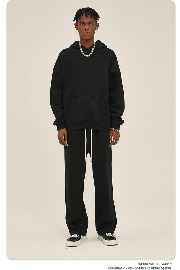 2025 Autumn/Winter New Arrival: Oversized Fleece-Lined Trendy Men's Hoodie and Pants Set 132