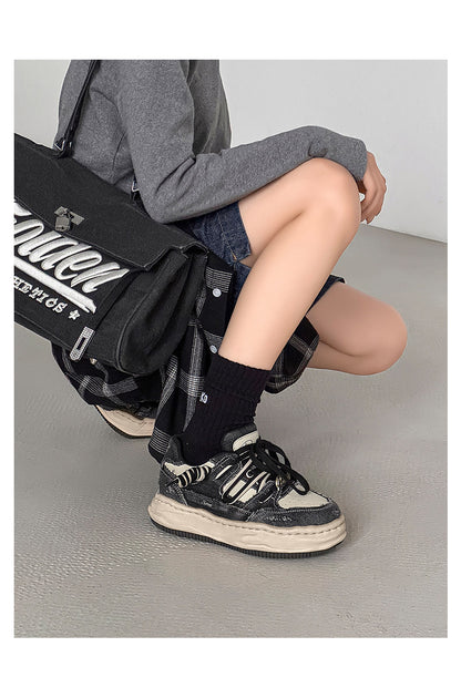 Invisible Height Increase thick-Soled Dissolving Sneakers, Red Washed