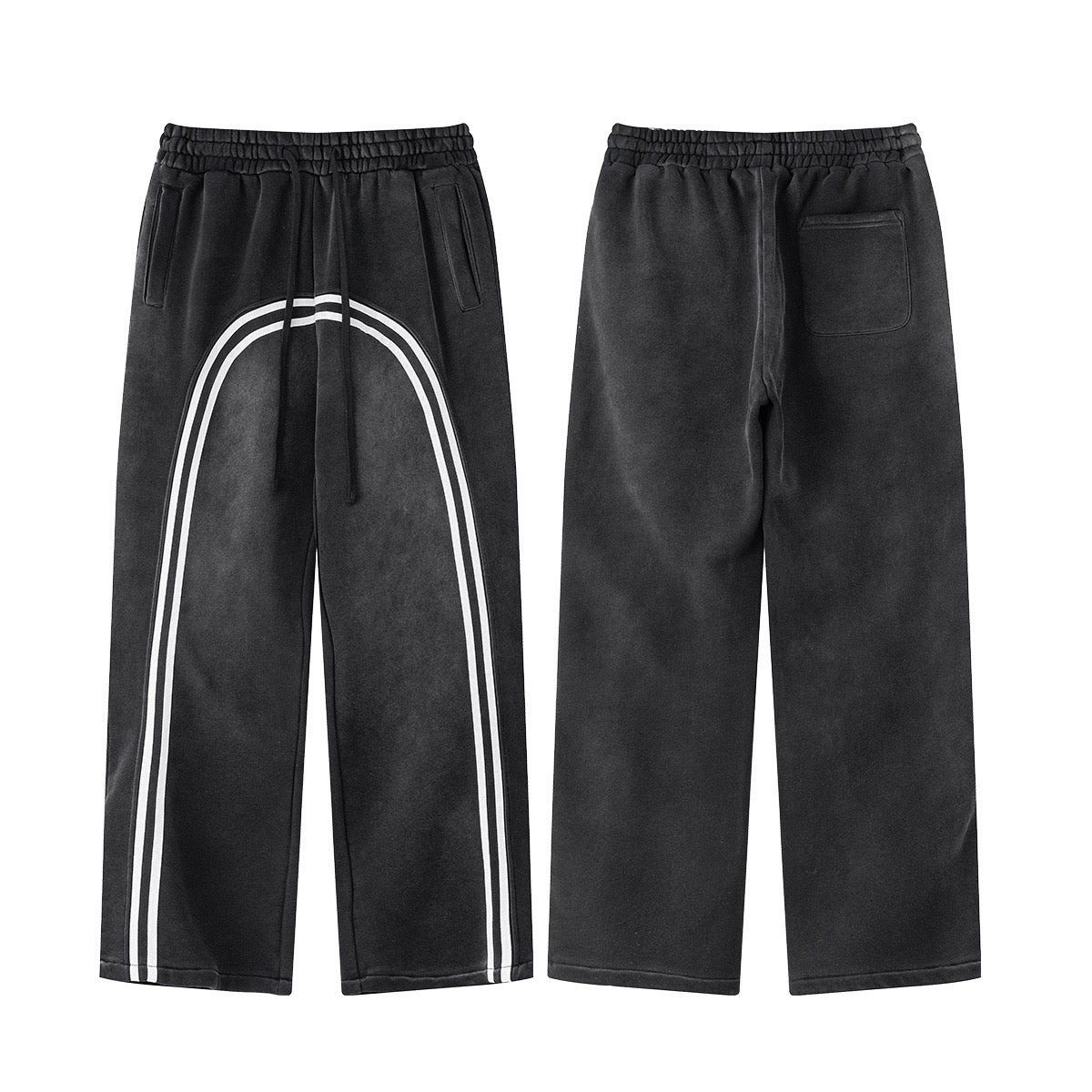 European and American High Street Spray Maliu Color Contrast Ribbon  oversize Sweatpants 108