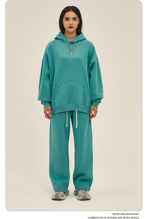 2025 Autumn/Winter New Arrival: Oversized Fleece-Lined Trendy Men's Hoodie and Pants Set 132