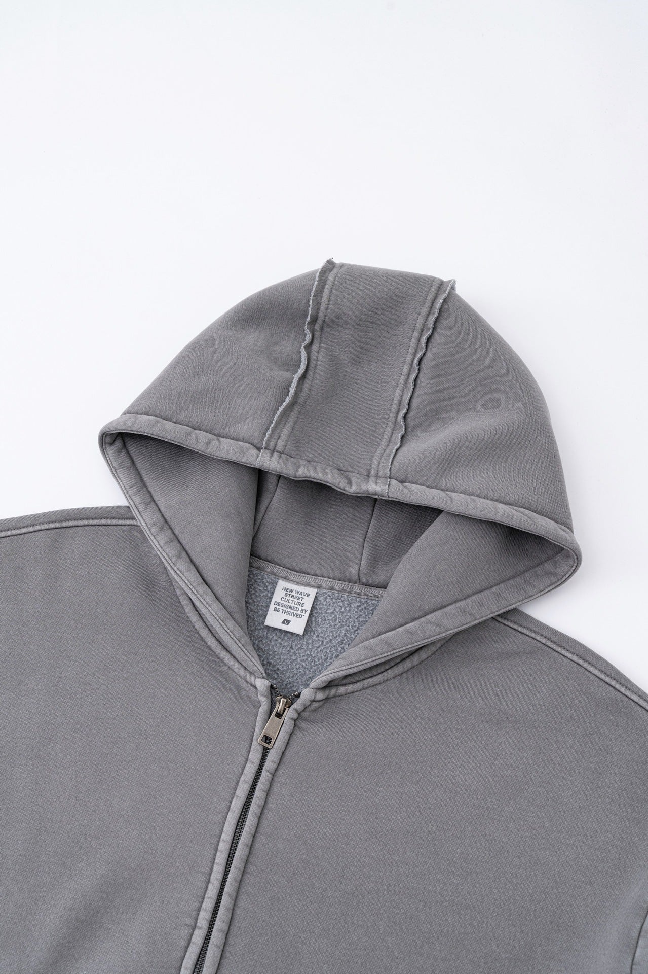 European and American high street style double-zip fleece-lined hooded sweatshirt with three-dimensional tailoring and thickened cardigan/jacket. 145