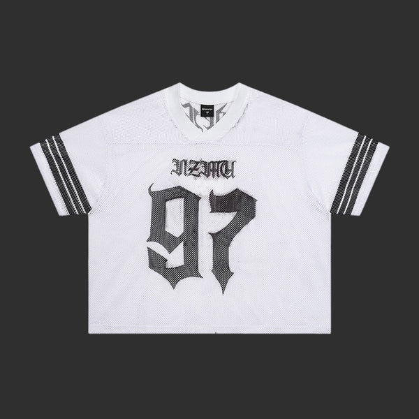 Gothic Number Mesh Football Jersey Men 97 Print Oversized Streetwear Jersey | FlipFit