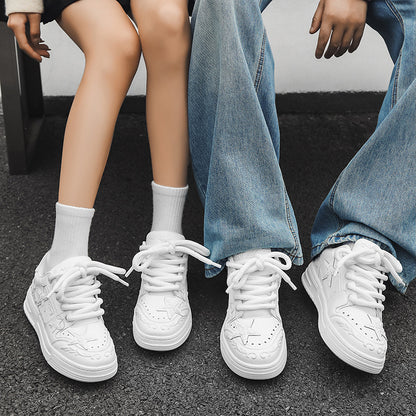 Embossed Star Pure Black Skateboard Shoes