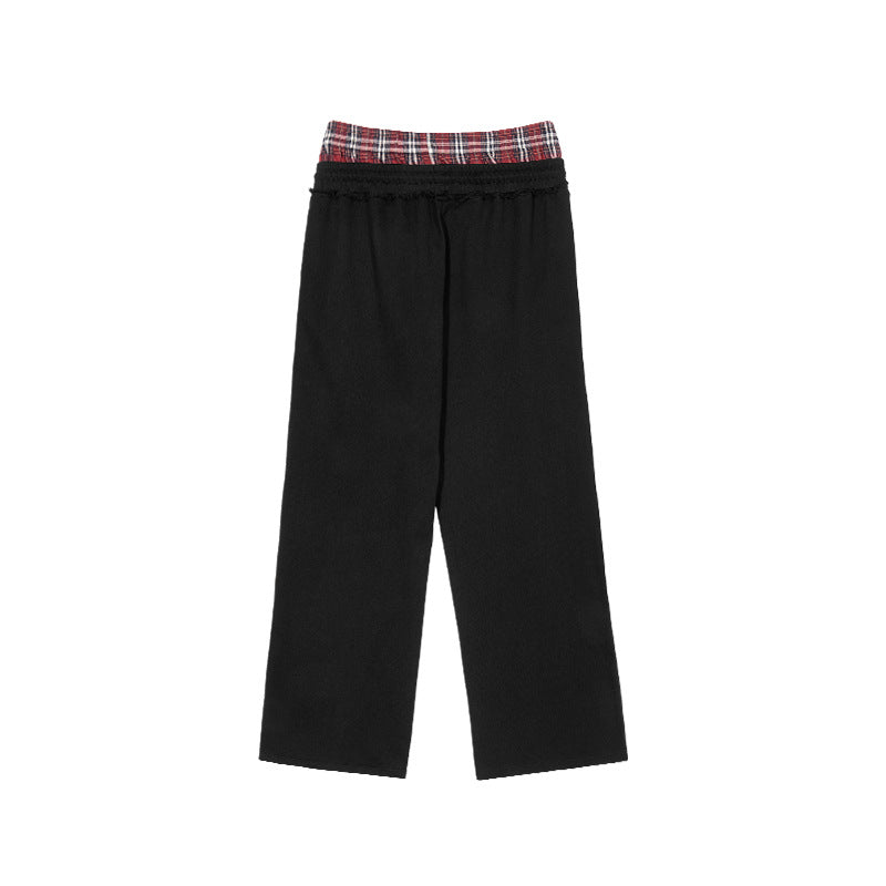 Men's Wear | Trendy Color-Blocked Wide-Leg Sweatpants with Adjustable Double Elastic Waistband, Casual Slouchy Pants 101