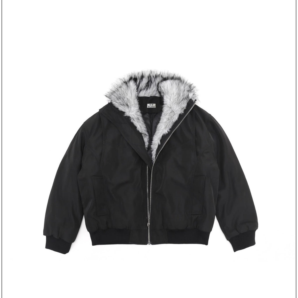 American Style Vintage High Street Mountain Carved Wool Collar Cotton-padded Jacket for Men and Women Couple's Aviator Jacket fleece-lined Warm Cotton-padded Clothes Fashion 162